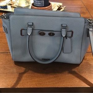 COACH Blake 25 Carryall Bubble Leather Pool Blue Satchel Crossbody Bag F55665